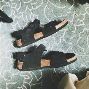 Black ‘Birki’s’ Ankle Strap Birkenstocks